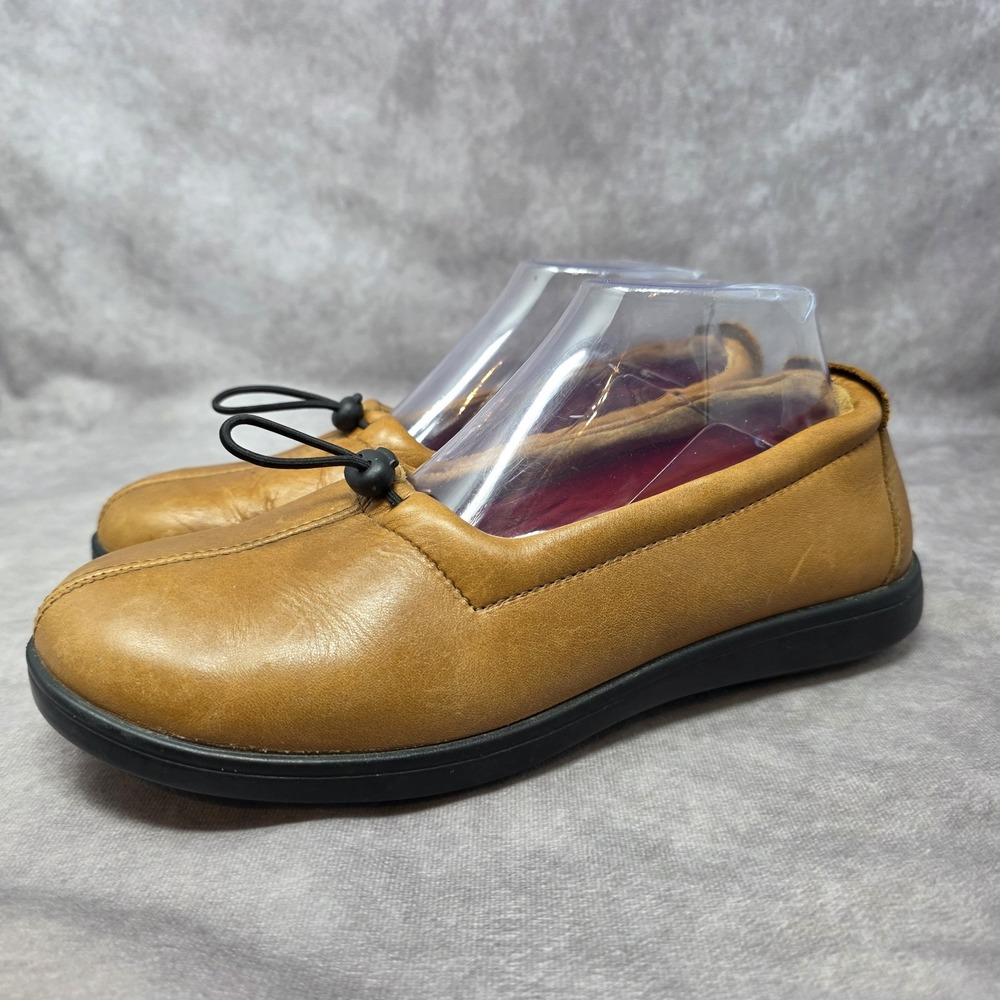 SAS Funk Leather Bungee Toggle Comfort Flats Women's 8 W Tan Made In USA